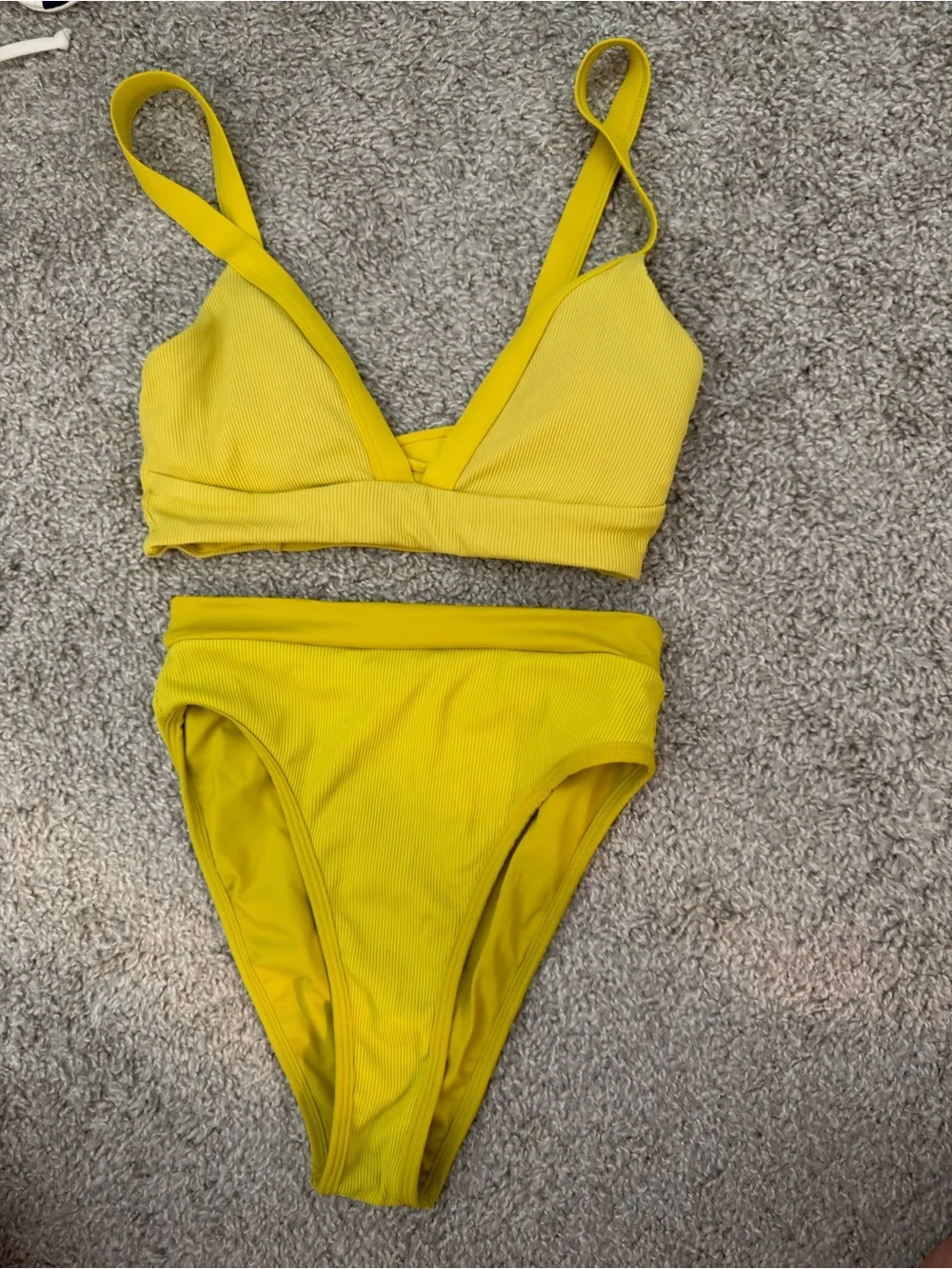 l*space Yellow Ribbed Bikini Set